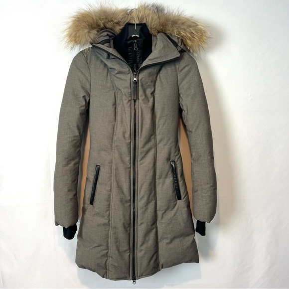 Mackage grey double zip hooded fur down coat XXS - Picture 1 of 12